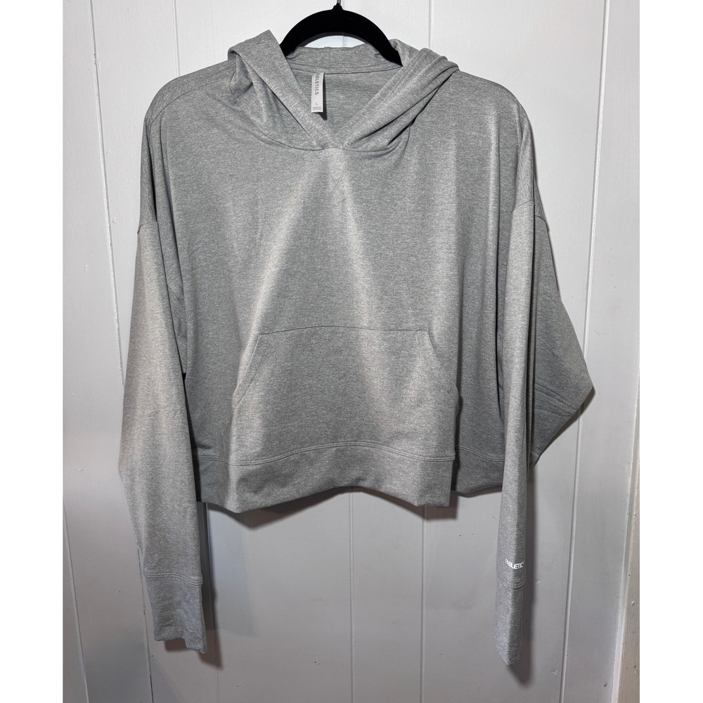 Fabletics Grey Cropped Hoodie Sweatshirt Athleisure Athletic Workout Size L‎